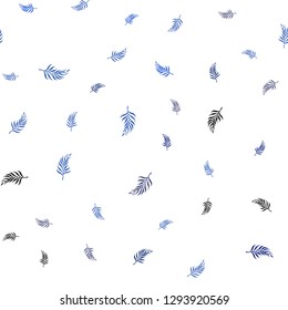 Dark BLUE vector seamless abstract design with leaves. An elegant bright illustration with leaves in Natural style. Pattern for trendy fabric, wallpapers.