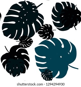 Dark BLUE vector seamless abstract design with leaves. Colorful abstract illustration with leaves in doodle style. Pattern for trendy fabric, wallpapers.