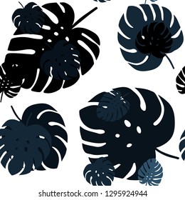 Dark BLUE vector seamless abstract design with leaves. New colorful illustration in doodle style with leaves. Template for business cards, websites.