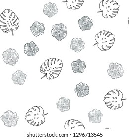 Dark BLUE vector seamless abstract design with flowers, leaves. Creative illustration in blurred style with leaves, flowers. Design for textile, fabric, wallpapers.
