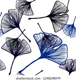 Dark BLUE vector seamless abstract design with leaves. leaves on elegant natural pattern with gradient. Design for wallpaper, fabric makers.