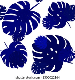 Dark BLUE vector seamless abstract backdrop with leaves. Brand new colored illustration in blurry style with leaves. Design for wallpaper, fabric makers.