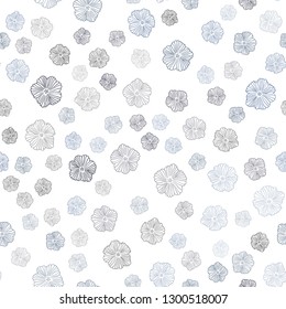 Dark BLUE vector seamless abstract background with flowers. Doodle illustration of flowers in Origami style. Template for business cards, websites.