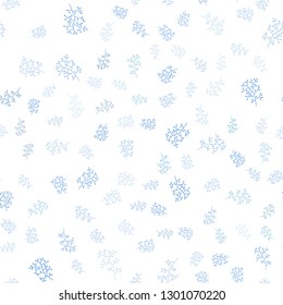 Dark BLUE vector seamless abstract pattern with leaves, branches. Doodle illustration of leaves and branches in Origami style. Pattern for design of window blinds, curtains.