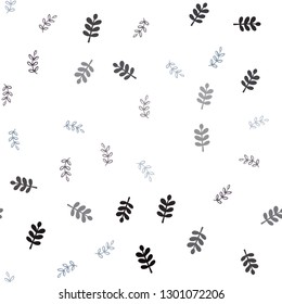 Dark BLUE vector seamless abstract pattern with leaves. A vague abstract illustration with leaves in doodles style. Pattern for design of fabric, wallpapers.