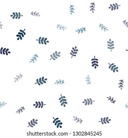 Dark BLUE vector seamless abstract background with leaves. Colorful illustration in doodle style with leaves. Design for wallpaper, fabric makers.
