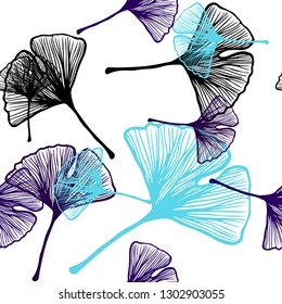 Dark BLUE vector seamless abstract backdrop with leaves. Brand new colored illustration in blurry style with leaves. Design for textile, fabric, wallpapers.