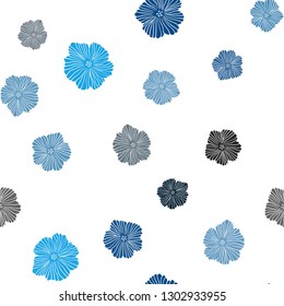 Dark BLUE vector seamless abstract background with flowers. Creative illustration in blurred style with flowers. Texture for window blinds, curtains.