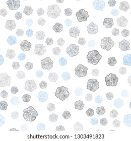 Dark BLUE vector seamless abstract backdrop with flowers. Brand new colored illustration with flowers. Design for wallpaper, fabric makers.