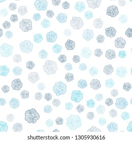 Dark BLUE vector seamless abstract background with flowers. Modern abstract illustration with flowers. Template for business cards, websites.