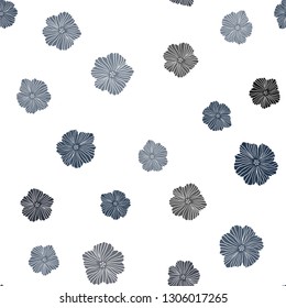 Dark BLUE vector seamless abstract background with flowers. Doodle illustration of flowers in Origami style. Template for business cards, websites.