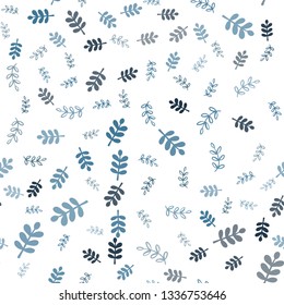 Dark BLUE vector seamless abstract design with leaves, branches. Brand new colored illustration with leaves and branches. Pattern for trendy fabric, wallpapers.