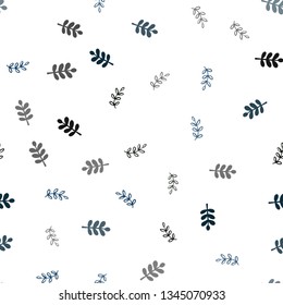 Dark BLUE vector seamless abstract design with leaves. Blurred decorative design in Indian style with leaves. Texture for window blinds, curtains.