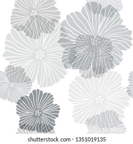 Dark BLUE vector seamless abstract background with flowers. Decorative design of flowers on white background. Texture for window blinds, curtains.