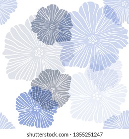 Dark BLUE vector seamless abstract design with flowers. Brand new colored illustration with flowers. Pattern for trendy fabric, wallpapers.