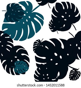 Dark BLUE vector seamless abstract pattern with leaves. A vague abstract illustration with leaves in doodles style. Design for wallpaper, fabric makers.