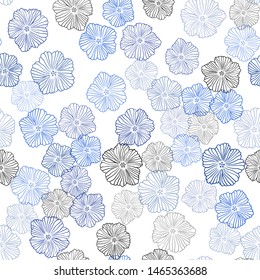 Dark BLUE vector seamless abstract pattern with flowers. Flowers with gradient on white background. Design for textile, fabric, wallpapers.