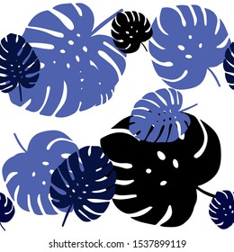 Dark BLUE vector seamless abstract design with leaves. Creative illustration in blurred style with leaves. Design for wallpaper, fabric makers.