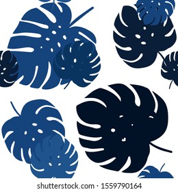 Dark BLUE vector seamless abstract design with leaves. Decorative illustration with doodles on abstract template. Pattern for design of fabric, wallpapers.