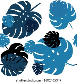 Dark BLUE vector seamless abstract backdrop with leaves. leaves on blurred abstract background with gradient. Texture for window blinds, curtains.