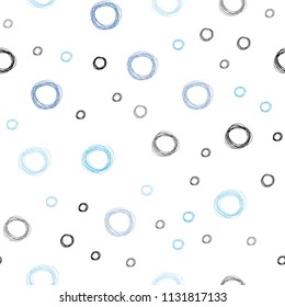 Dark BLUE vector seamless backdrop with dots. Modern abstract illustration with colorful water drops. Pattern can be used for futuristic ad, booklets.