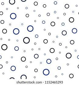 Dark BLUE vector seamless backdrop with dots. Modern abstract illustration with colorful water drops. Pattern can be used as texture of wallpapers.