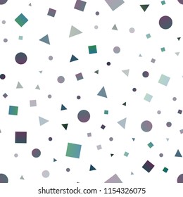 Dark BLUE vector seamless backdrop with lines, circles, rhombus. Glitter abstract illustration with spheres, squares, lines. Pattern for design of window blinds, curtains.