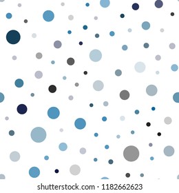 Dark BLUE vector seamless backdrop with dots. Illustration with set of shining colorful abstract circles. Trendy design for wallpaper, fabric makers.