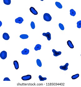 Dark BLUE vector seamless backdrop with dots. Illustration with set of shining colorful abstract circles. Design for textile, fabric, wallpapers.