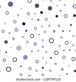 Dark BLUE vector seamless backdrop with dots. Glitter abstract illustration with blurred drops of rain. Pattern for design of window blinds, curtains.