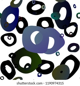 Dark BLUE vector seamless backdrop with dots, spots. Abstract illustration with colored bubbles in nature style. Pattern for design of fabric, wallpapers.