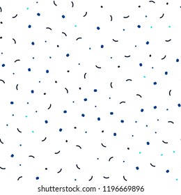 Dark BLUE vector seamless backdrop with dots and lines. Colorful illustration with circles and lines in futuristic style. Pattern for design of fabric, wallpapers.