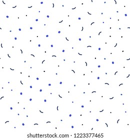 Dark BLUE vector seamless backdrop with dots and lines. Illustration with set of colorful abstract circles and lines. Pattern for trendy fabric, wallpapers.