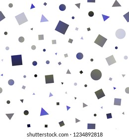 Dark BLUE vector seamless backdrop with lines, circles, rhombus. Decorative design in abstract style with lines, dots, cubes. Trendy design for wallpaper, fabric makers.