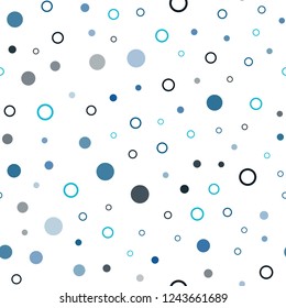 Dark BLUE vector seamless backdrop with dots. Glitter abstract illustration with blurred drops of rain. Trendy design for wallpaper, fabric makers.