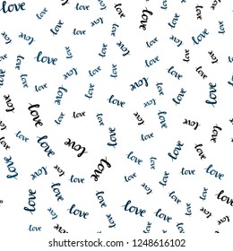 Dark BLUE vector seamless backdrop with phrase LOVE YOU. Decorative illustration with words of love in abstract style. Design for textile, fabric, wallpapers.