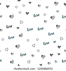 Dark BLUE vector seamless backdrop with phrase LOVE YOU, hearts. Colorful illustration with quote LOVE YOU, hearts. Design for wallpaper, fabric makers.