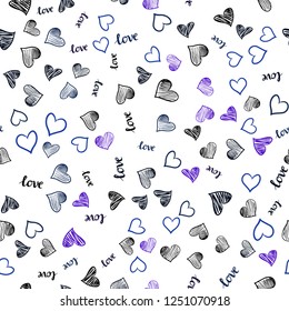 Dark BLUE vector seamless backdrop with phrase LOVE YOU, hearts. Colorful illustration with quote LOVE YOU, hearts. Design for wallpaper, fabric makers.