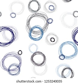 Dark BLUE vector seamless backdrop with dots. Beautiful colored illustration with blurred circles in nature style. Texture for window blinds, curtains.