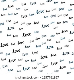 Dark BLUE vector seamless backdrop with phrase LOVE YOU. Decorative illustration with words of love in abstract style. Design for wallpaper, fabric makers.