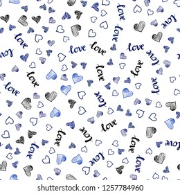 Dark BLUE vector seamless backdrop with phrase LOVE YOU, hearts. Colorful illustration with quote LOVE YOU, hearts. Design for wallpaper, fabric makers.