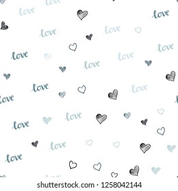 Dark BLUE vector seamless backdrop with phrase LOVE YOU, hearts. Illustration with phrase LOVE YOU, hearts for valentine's day. Pattern for trendy fabric, wallpapers.