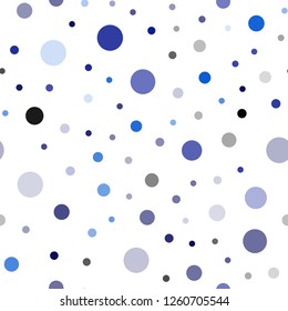 Dark BLUE vector seamless backdrop with dots. Blurred decorative design in abstract style with bubbles. Pattern for design of window blinds, curtains.