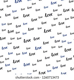 Dark BLUE vector seamless backdrop with phrase LOVE YOU. Illustration with phrase LOVE YOU for valentine's day. Design for textile, fabric, wallpapers.