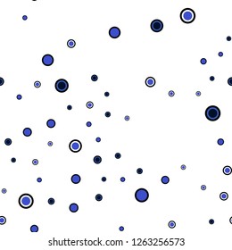 Dark BLUE vector seamless backdrop with dots. Modern abstract illustration with colorful water drops. Design for textile, fabric, wallpapers.