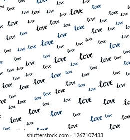 Dark BLUE vector seamless backdrop with phrase LOVE YOU. Colorful illustration with quote LOVE YOU in celebration style. Pattern for design of fabric, wallpapers.