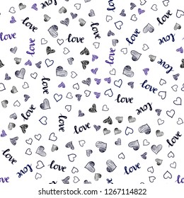 Dark BLUE vector seamless backdrop with phrase LOVE YOU, hearts. Design in doodle style with text LOVE YOU, hearts. Design for wallpaper, fabric makers.