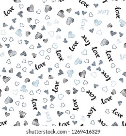 Dark BLUE vector seamless backdrop with phrase LOVE YOU, hearts. Colorful illustration with quote LOVE YOU, hearts. Design for wallpaper, fabric makers.