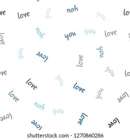 Dark BLUE vector seamless backdrop with phrase LOVE YOU. Illustration with phrase LOVE YOU for valentine's day. Design for wallpaper, fabric makers.