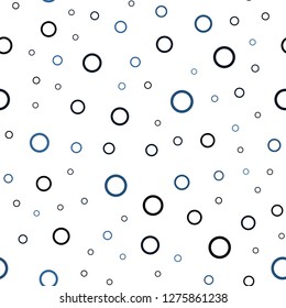 Dark BLUE vector seamless backdrop with dots. Illustration with set of shining colorful abstract circles. New design for ad, poster, banner of your website.